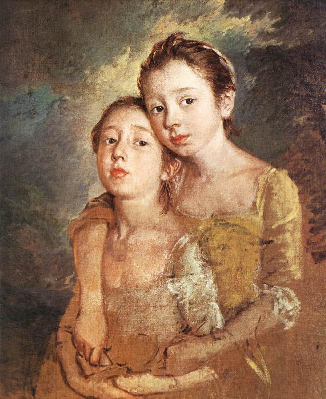 GAINSBOROUGH, Thomas The Artist s Daughters with a Cat France oil painting art